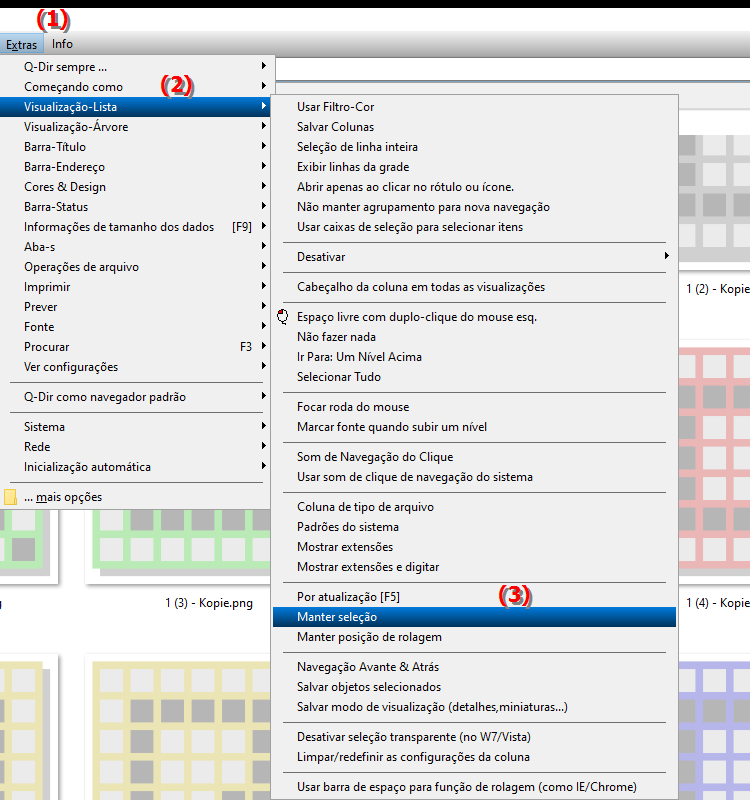 Existe uma opção no File Explorer para manter a seleção
